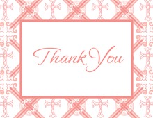 Pink Crosshatch Pattern Thank You Cards