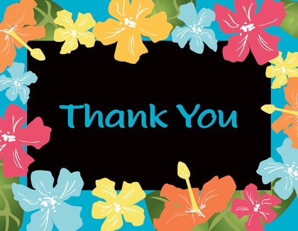 Multicolored Hibiscus Border Thank You Cards