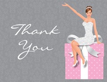 Glamour Brunette Bride Pink Thank You Cards