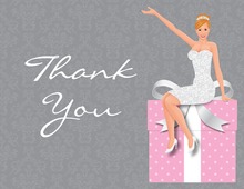 Modern Redhair Bride Pink Thank You Cards