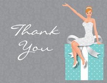 Modern Redhair Bride Teal Thank You Cards