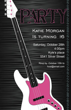 Pink Electric Rock Guitar Invitations