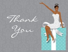 African American Classy Bride Teal Thank You Cards