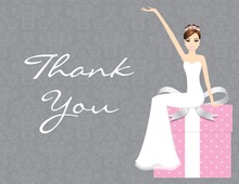 Glamour Brunette Bride Pink Thank You Cards