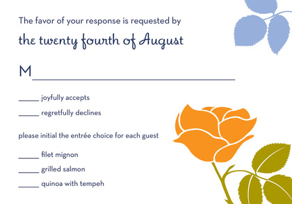 Showcasing Orange Retro Flower Medium Blue Invitation