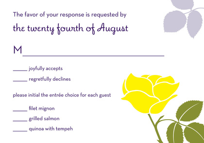 Contrasting Yellow Retro Flower Deep Purple Invites