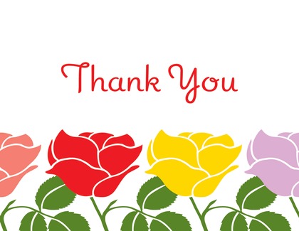 Inspired Retro Roses In Deep Red Thank You Cards