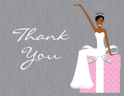 Slim African American Bride Blue Thank You Cards