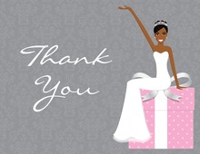 Slim African American Bride Pink Thank You Cards