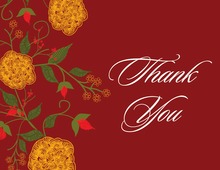 Charming Floral Red Thank You Cards