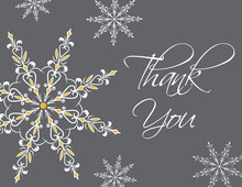 Dainty Snowflakes Yellow Thank You Cards