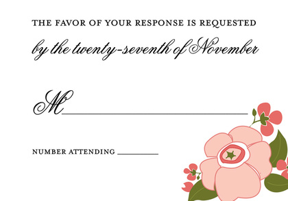 Bell Pink Flower In Blue Wedding Invitations
