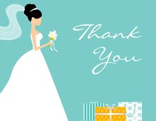 Standing Bride Gifts Teal Thank You Cards