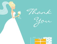 Blonde Bride Gifts Teal Thank You Cards