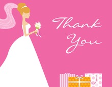 Red-Head Bride Gifts Pink Thank You Cards