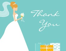 Red-Head Bride Gifts Teal Thank You Cards