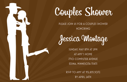 Romantic Western Couple Brown RSVP Cards
