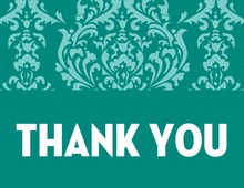 Lovely Teal Damask Thank You Cards