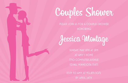 Silhouette Western Couple Shower Invitations