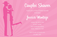 Pink Cowboy Couple Bridal Shower Invitations