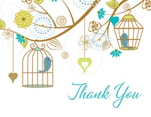 Eclectic Branch Wedding Birds Thank You Cards