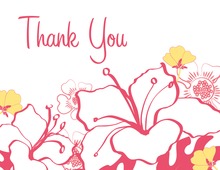 Pink Hibiscus Flowers Thank You Cards