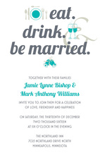 Eat Drink Married Bold Teal Wedding Invitations