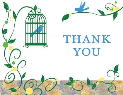 Bird Cage Among Vines White Enclosure Cards