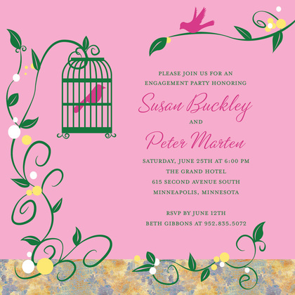 Bird Cage Among Vines Pink Enclosure Cards