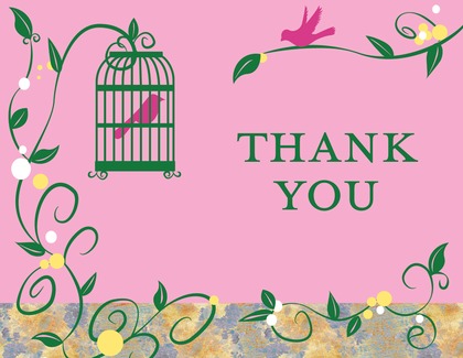Classic Bird Cage Vines White Thank You Cards