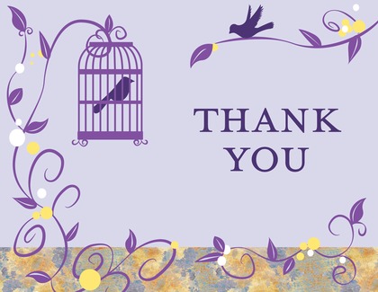Bird Cage Among Vines Blue Thank You Cards