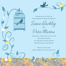 Bird Cage Among Vines Blue Invitations