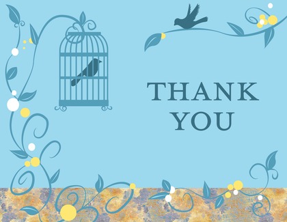 Lovely Bird Cage Vines Pink Thank You Cards
