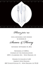 Dinner Party Black Tablecloth Rehearsal Invitations