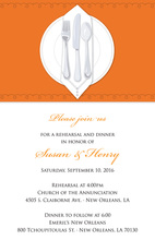 Dinner Party Orange Tablecloth Rehearsal Invitations