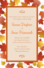 Cream Faux Wood Autumn Leaves Boho Invitations