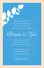 Modern Branch Blue Cream Border Invitations