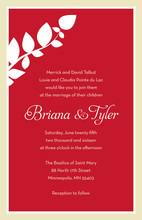Modern Silhouette Branch Red Holiday Invitations