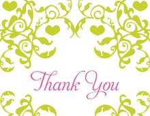 Mirrored Lime Hearts Flourish Thank You Cards
