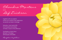 Yellow Beautiful Dahlia In Hot Pink Purple Invitations