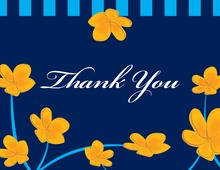 Floral String Blue Thank You Cards