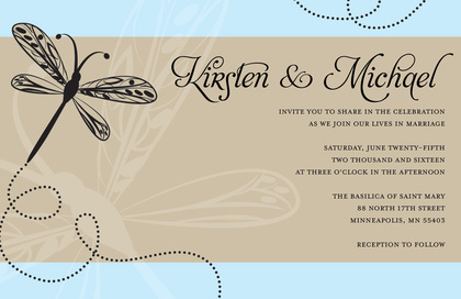 Playful Dragonfly Simply Subtle Green Invitations