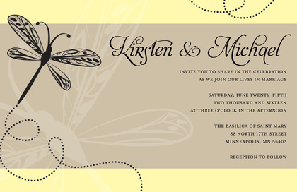 Playful Dragonfly Yellow RSVP Cards
