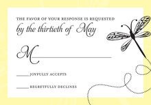Playful Dragonfly Yellow RSVP Cards