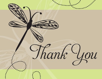 Playful Dragonfly Yellow Thank You Cards