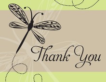 Playful Dragonfly Green Thank You Cards