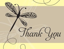 Playful Dragonfly Yellow Thank You Cards