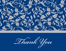 Mirrored Blue Hearts Flourish Thank You Cards
