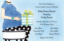 Walking Belly Mom For Baby Boy Invitations
