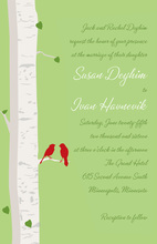 Romantic Birch Tree Sage Wedding Invitations